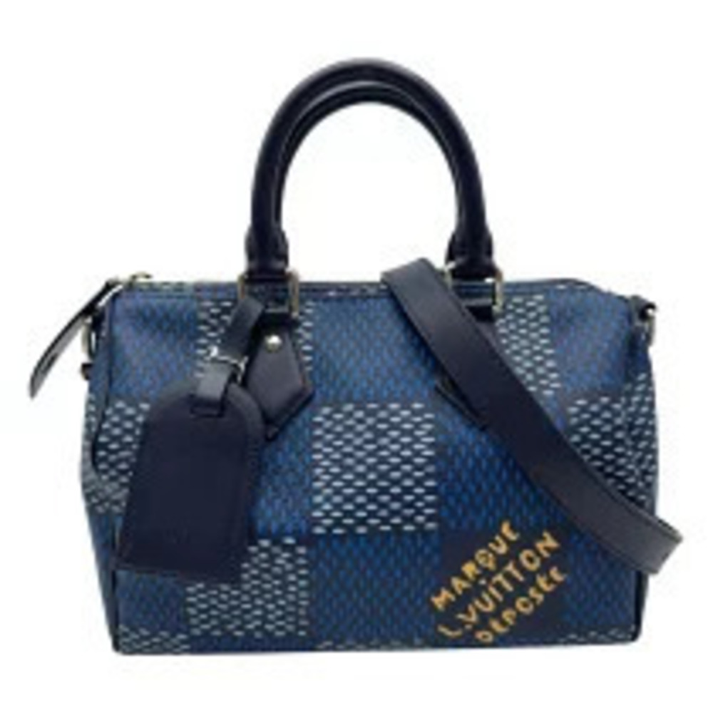 Louis Vuitton Keepall Bandouliere Navy Blue Damier Heritage Leather Shoulder Bag